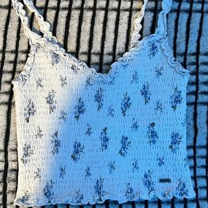 Hollister white with flowers tank top size M